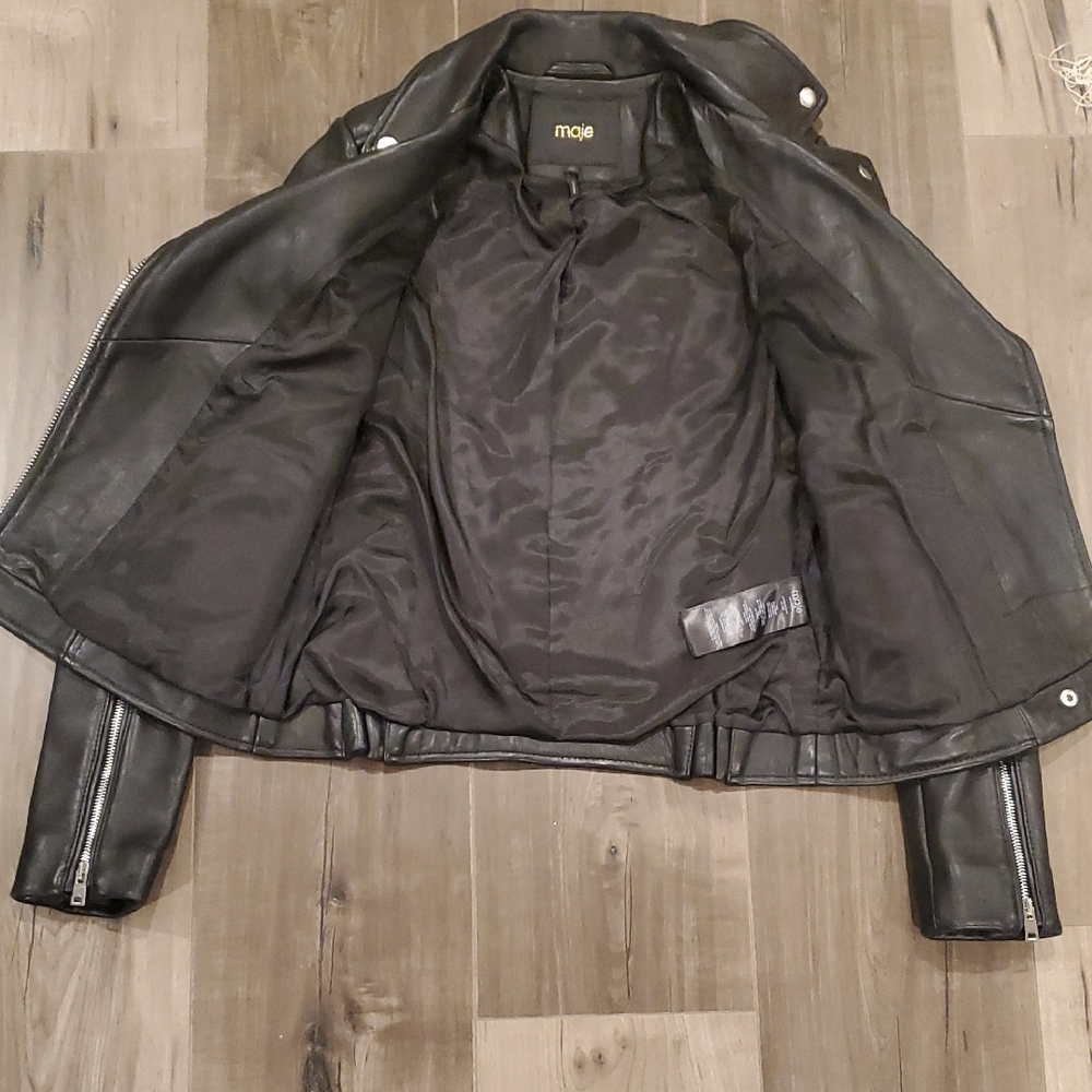 Maje Sleek Black Leather Jacket - Picture 6 of 11